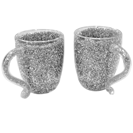 crushed diamond set of 2 mugs