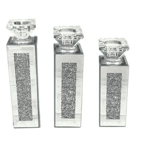 Crushed Diamond Set of 3 Candle Holder - 1