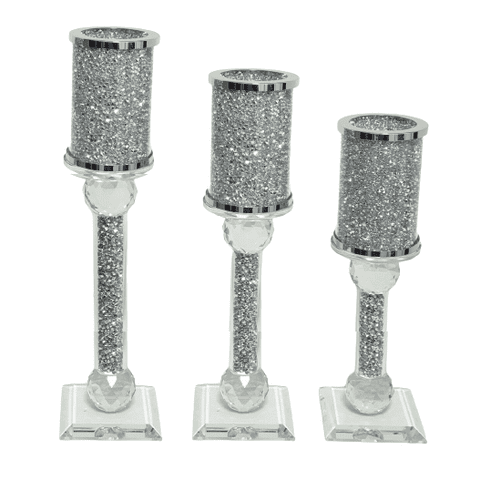 Crushed Diamond Set of 3 Candle Holder