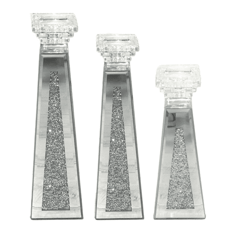 Crushed Diamond Set of 3 Candle Holder - 2