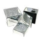 Crushed Diamond  Trinket Boxes Set of 3 - Square