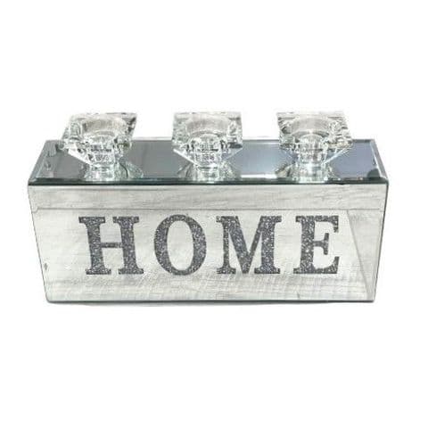 Crushed Diamond Triple HOME Candle Holder