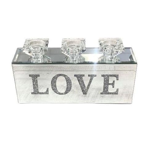 Crushed Diamond Triple LOVE Candle Holder