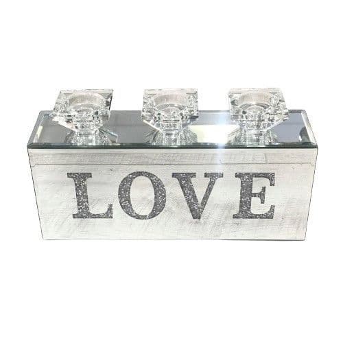 Crushed Diamond Triple LOVE Candle Holder