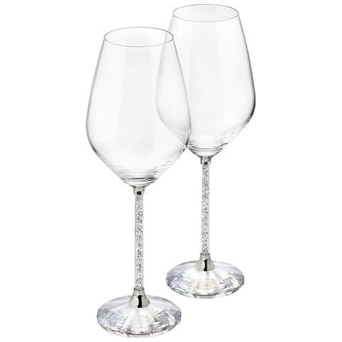 Pair Of Wine Glasses With Crushed Diamonds