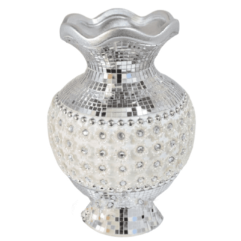 Small Mosaic Vase with Pearl Flowers