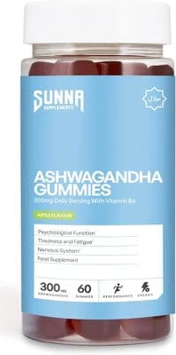SUNNA SUPPLEMENTS High Strength Ashwagandha Gummies 300mg – with Vitamin B6 – Vegan, Halal, Non-GMO