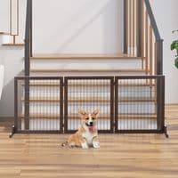 3 Panel Pet Gate Frame Indoor Foldable Dog Barrier w/Supporting Foot Pawhut
