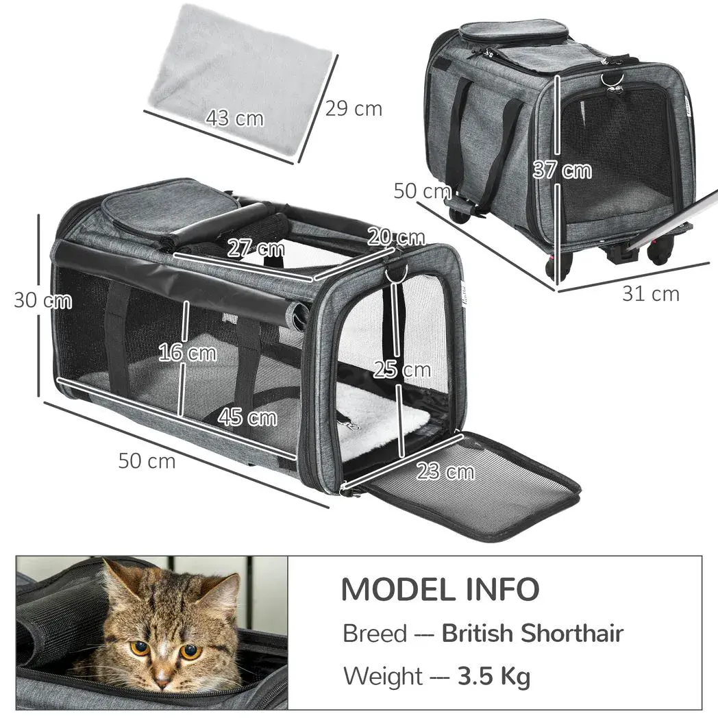 Pet carriers with wheels online for cats