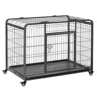 78x109cm Metal Dog Cage Kennel w/ Locking Door & Wheels Large Pets Pawhut