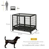 Dog Cage Pet Metal Heavy Duty with Wheels and Crate Tray for Kennel Black M L