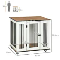 Dog Crate Furniture with Wheel for Medium Dogs, 80 x 60 x 76.5cm - White