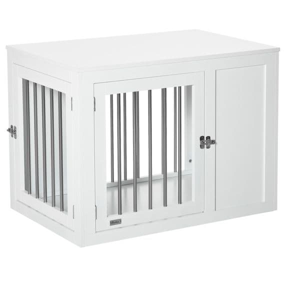 Furniture-Style Dog Crate End Table w/ 2 Doors, for Medium Dogs Pawhut