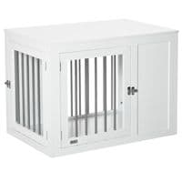 Furniture-Style Dog Crate End Table w/ 2 Doors, for Medium Dogs Pawhut