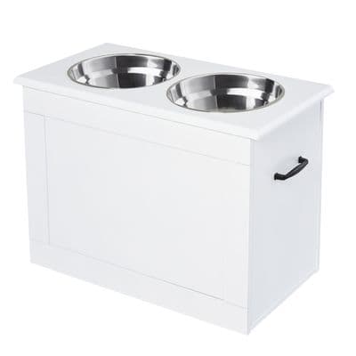 Raised Dog Bowls w/ Storage Function Stainless Steel Bowl Elevated Base Pawhut
