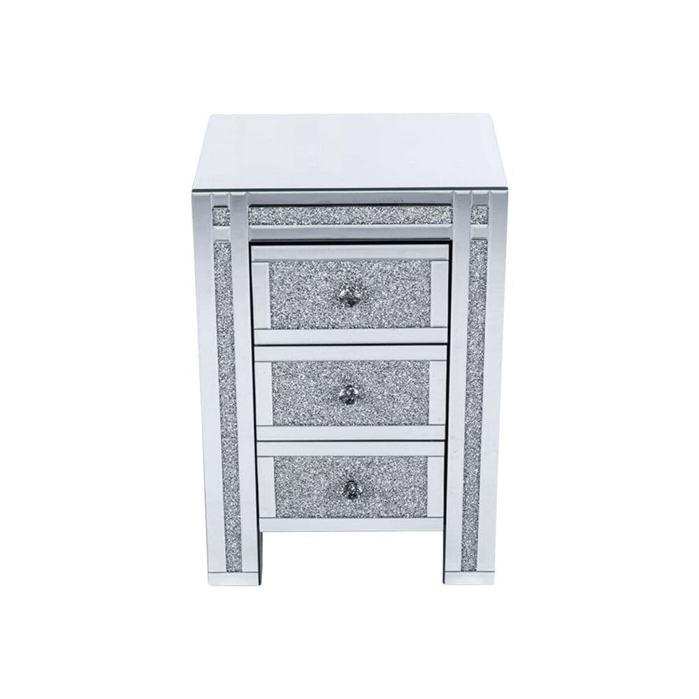 Mirrored Crushed Crystal Diamond Bedside Table End Table Lamp Table