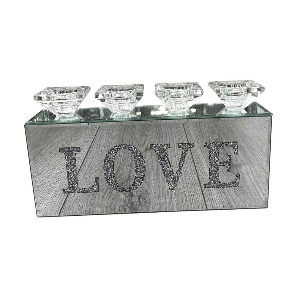 Sparkly Bling Crushed Diamond Crystal Filled LOVE Tea Light Candle Holder 2