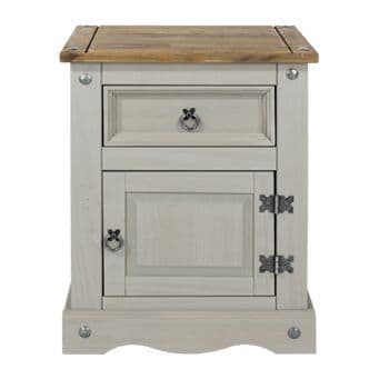 Corona Grey Wash 1 Door, 1 Drawer Bedside Cabinet