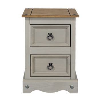 Corona Grey Wash 2 Drawer Petite Bedside Cabinet