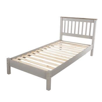 Corona Grey Wash 3'0" slatted lowend bedstead