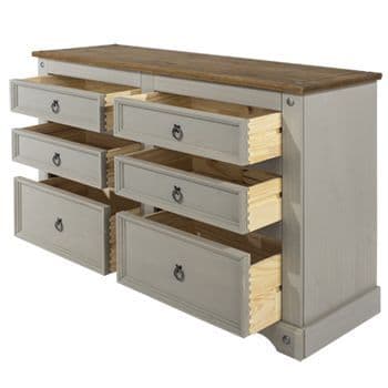 Corona Grey Wash 3+3 drawer wide chest