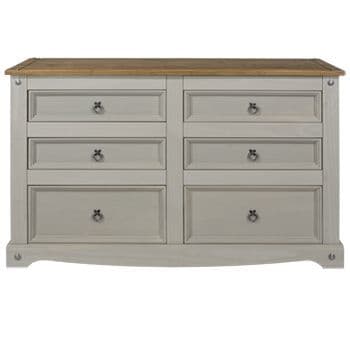 Corona Grey Wash 3+3 drawer wide chest