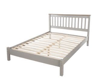 Corona Grey Wash 4'6" slatted lowend bedstead