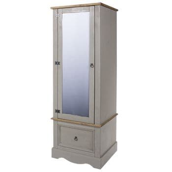 Corona Grey Wash armoire with mirrored door