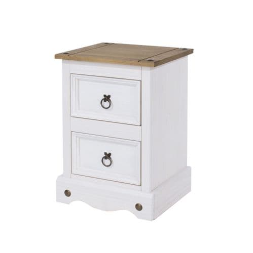 Corona White Wash 2 drawer petite bedside cabinet