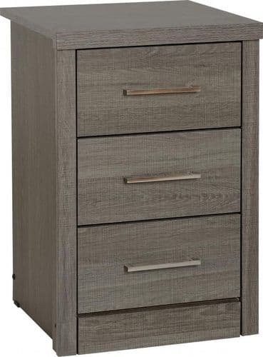 Lisbon 3 Drawer Bedside BlackWoodGrain
