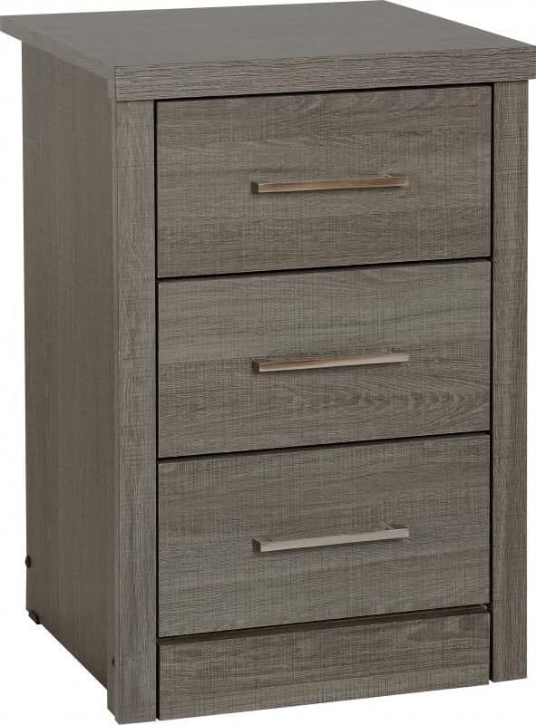 Lisbon 3 Drawer Bedside BlackWoodGrain
