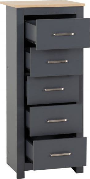Portland 5 Drawer Narrow Chest