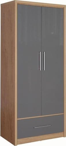 Seville 2 Door 1 Drawer Wardrobe GREY