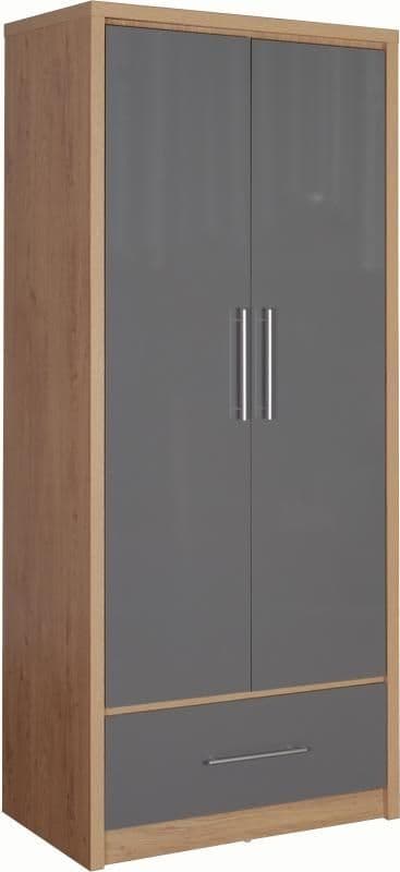 Seville 2 Door 1 Drawer Wardrobe GREY