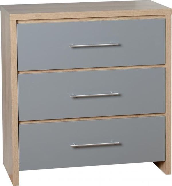 Seville 3 Drawer Chest GREY