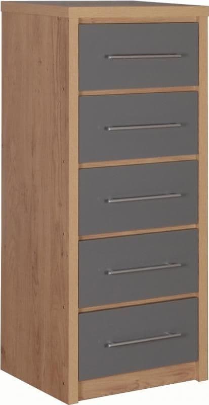 Seville 5 Drawer Narrow Chest GREY