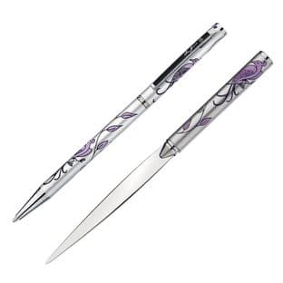 Bird of Paradise Pen Letter Opener Gift Set (Matte silver)