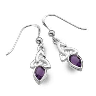 Celtic Trinity Knot & Amethyst Earrings