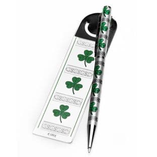 Pen & Bookmark Irish Shamrock Design