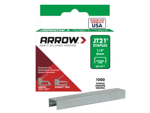 ARROW 1/4" JT21/T27 Staples (Box 1000) ARRJT2114S