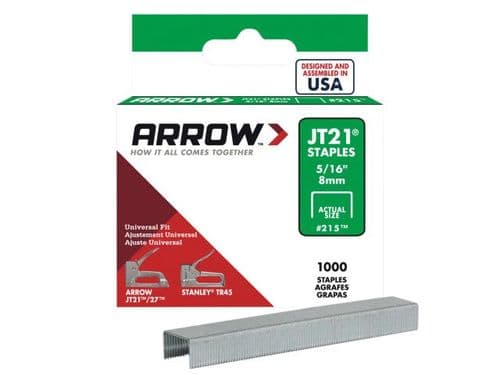 ARROW 5/16" JT21/T27 Staples (Box 1000) ARRJT21516S