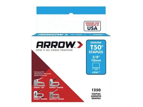 ARROW Staples T50 Single Box 1250 3/8" ARRT5038S