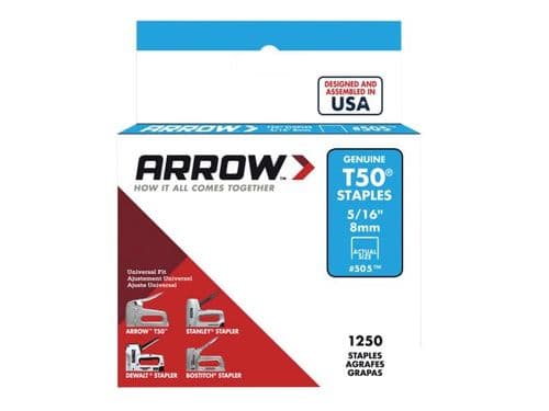 ARROW Staples T50 Single Box 1250 5/16" ARRT50516S