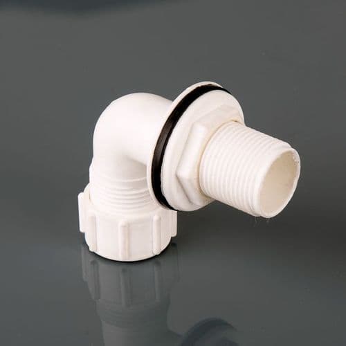 BRETT MARTIN 21.5mm Overflow Pipe Bent Tank Connector White W170WP