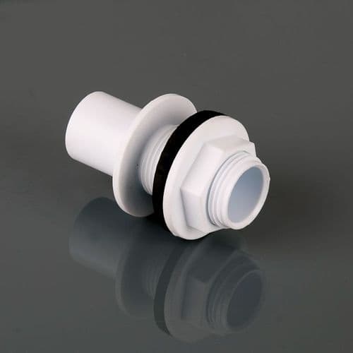 BRETT MARTIN 21.5mm Overflow Pipe Straight Tank Connector White W150WP
