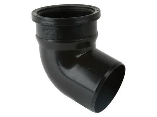 BRETT MARTIN Pushfit 110mm Soil 112.5Deg Bend Single Socket Black BS421B