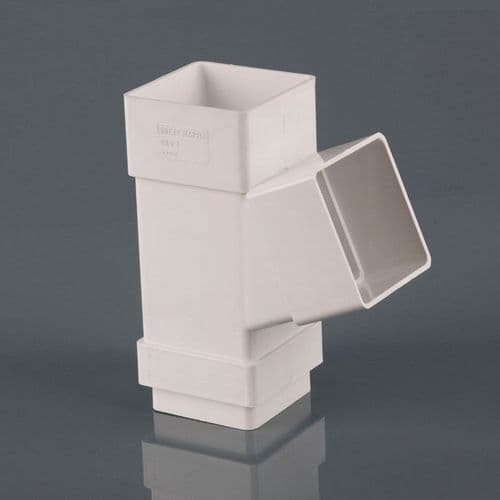 BRETT MARTIN Squarestyle 65mm P/E Downpipe 112.5Deg Branch White BR518W