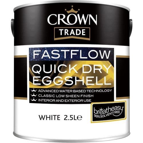 CROWN TRADE Fastflow Quick Dry Eggshell White 2.5L 5093674