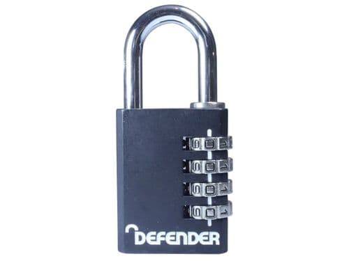 DEFENDER 40mm Black Diecast Combination Padlock DEFCOMBI40