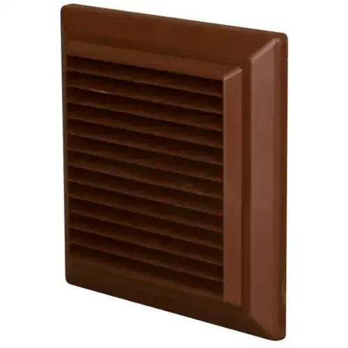 DOMUS Prepack 125mm Louvred Grille Round Spigot Brown 55904B